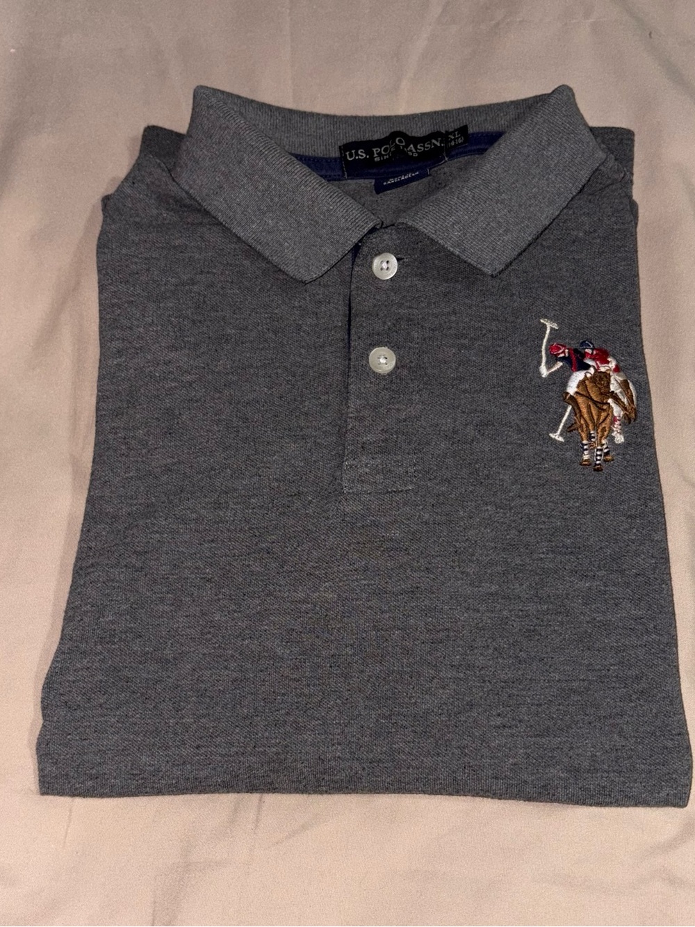 U.S. Polo Assn. Boys Gray Polo Shirt XL (14–16) #3 Sleeve Patch - Picture 8 of 8